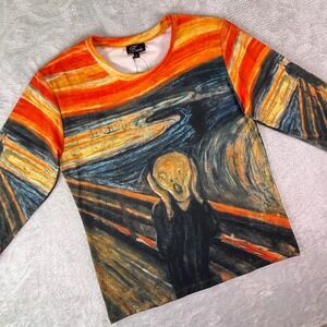 NWT Breckle Women's The Scream Art Print Long Sleeve Top Size L Multicolor
